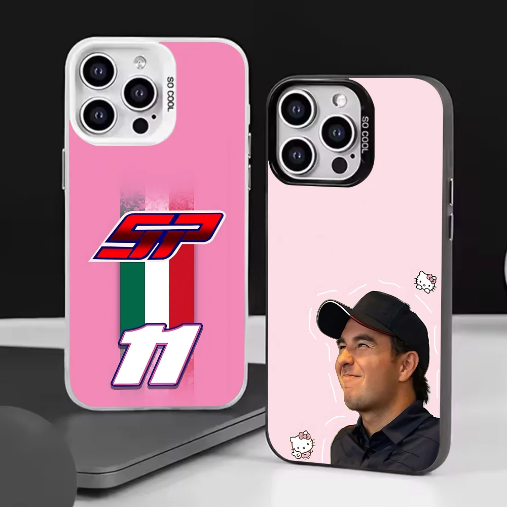 

F1 11 Checo S-Sergio P-Perez Phone Case For IPhone 16 15 14 13 12 11 Pro Max Plus Color Shockproof Back Silver Cover