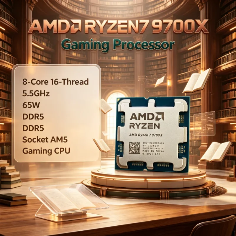 AMD Ryzen 7 9700X 8-Core 16-Thread 65W without fan DDR5 Up to 5.5GHz 4NM Socket AM5 L3=32M 3.8GHz PCIe 5.0 CPU for Desktop PC