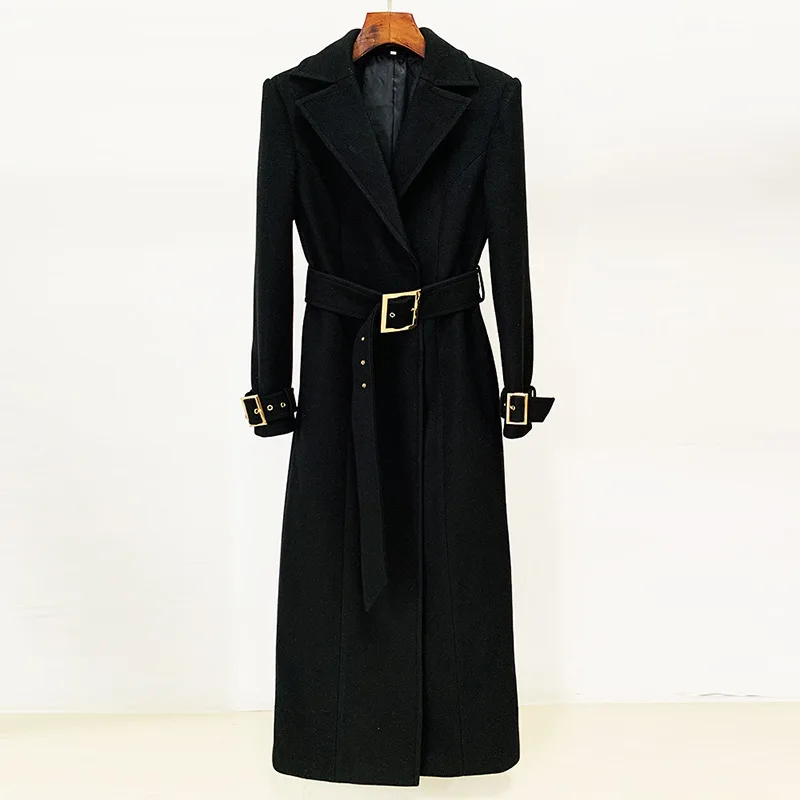 2024 Autumn/Winter New Star Fashion Simple Belt Extended Woolen Coat