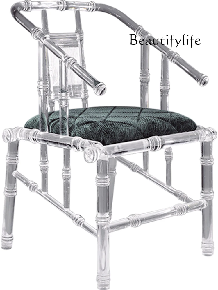 

Italian-Style Light Luxury Designer Model Backrest Crystal Dining Chair European-Style High-Grade Acrylic Leisure Chair