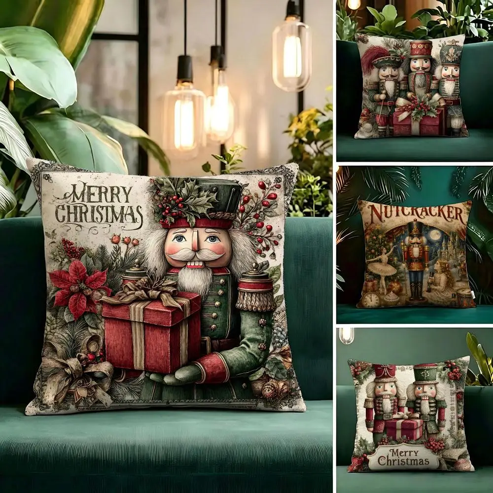 Surrounding area The Nutcracker Cushion Cover Linen Pillow Cover Invisible Zipper para Sofa Silla de Oficina
