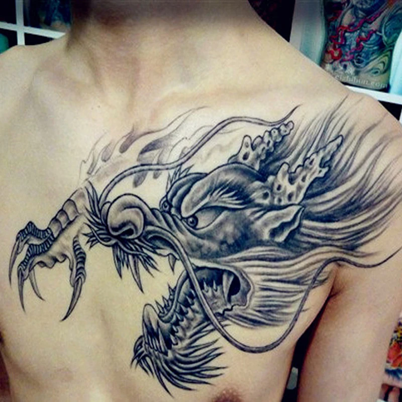 Dragon Wing Temporary Tattoo Sticker Waterproof Black Henna Anime Body Art Tattoo Fake Water Transfer Decal Sexy For Men Women. view 4