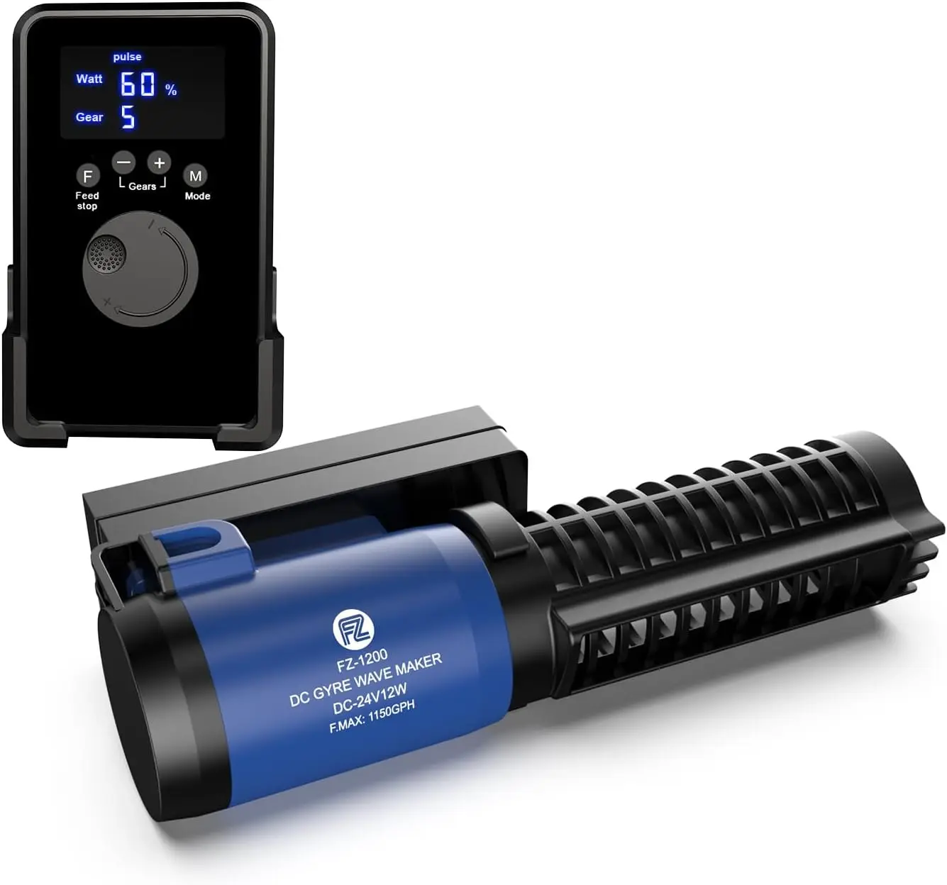 FZONE Wave Maker for Aquarium, 24V DC Gyre Wavemaker with LCD Display Controller, Adjustable Cross Flow