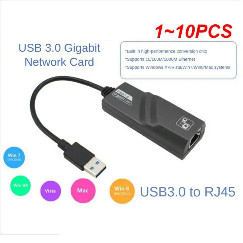 1~10PCS 10/100/1000Mbps USB 3.0 USB 2.0 Wired USB TypeC To Rj45 Lan Ethernet Adapter RTL8153 Network Card for PC Macbook Windows