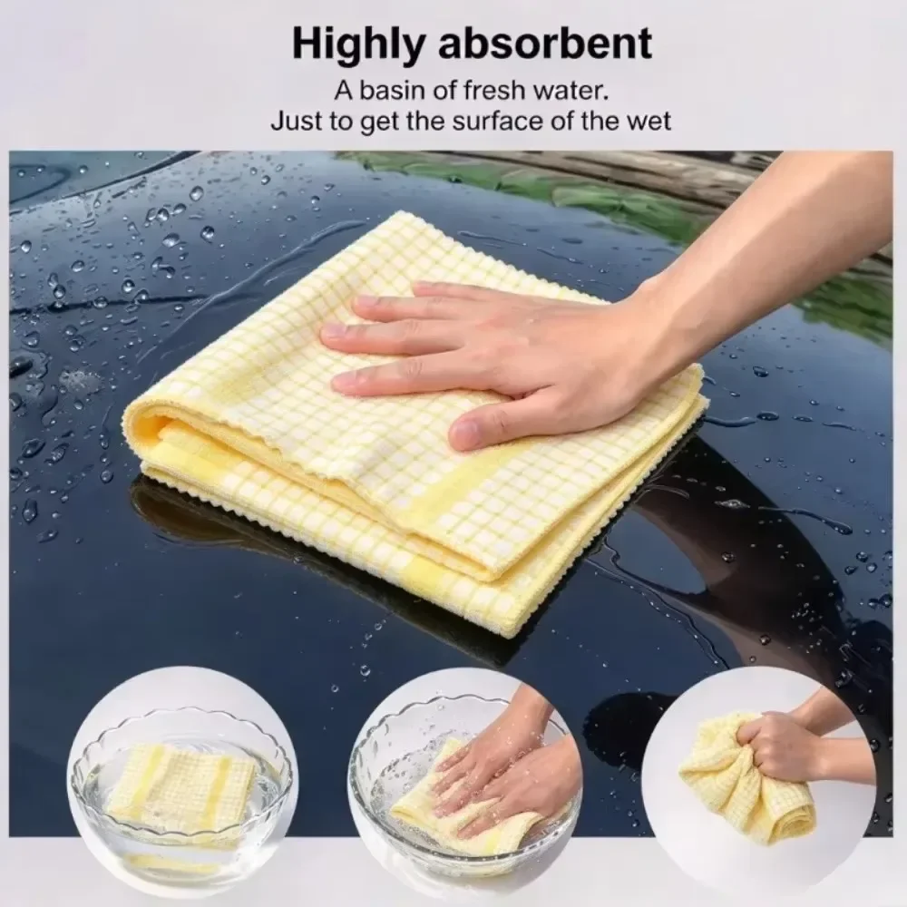 6/9Pcs Microfiber Car Cleaning Towels, Checkered Auto Wash Cloths, Ultra-Fine Soft Strong Absorbency, Lint-Free Detailing Towels