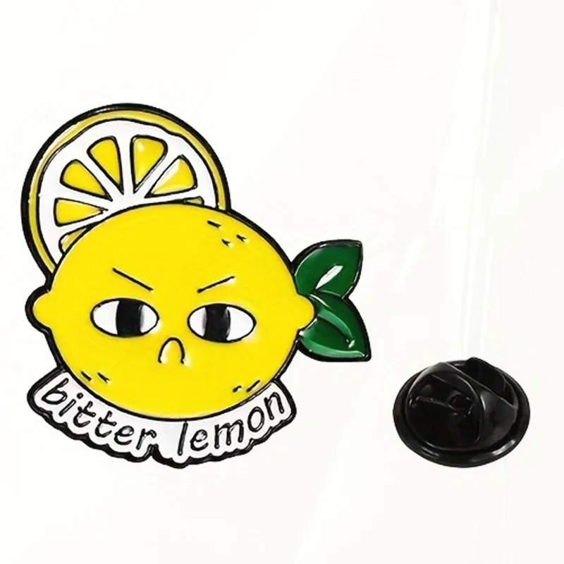 Pins Custom endiy Face Pines for Shirt risvolto Bag Fruit Badge Cartoon Jewelry Gift for Kids Fri 4 pz/set smalto al limone geloso