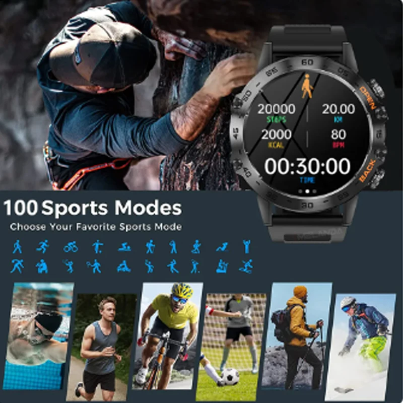 for Doogee N50 S100 V Max S98 V20 V10 V11 S97 Pro  Smart Watch Men Waterproof Women Smartwatch Sport Modes Temperature Fitness