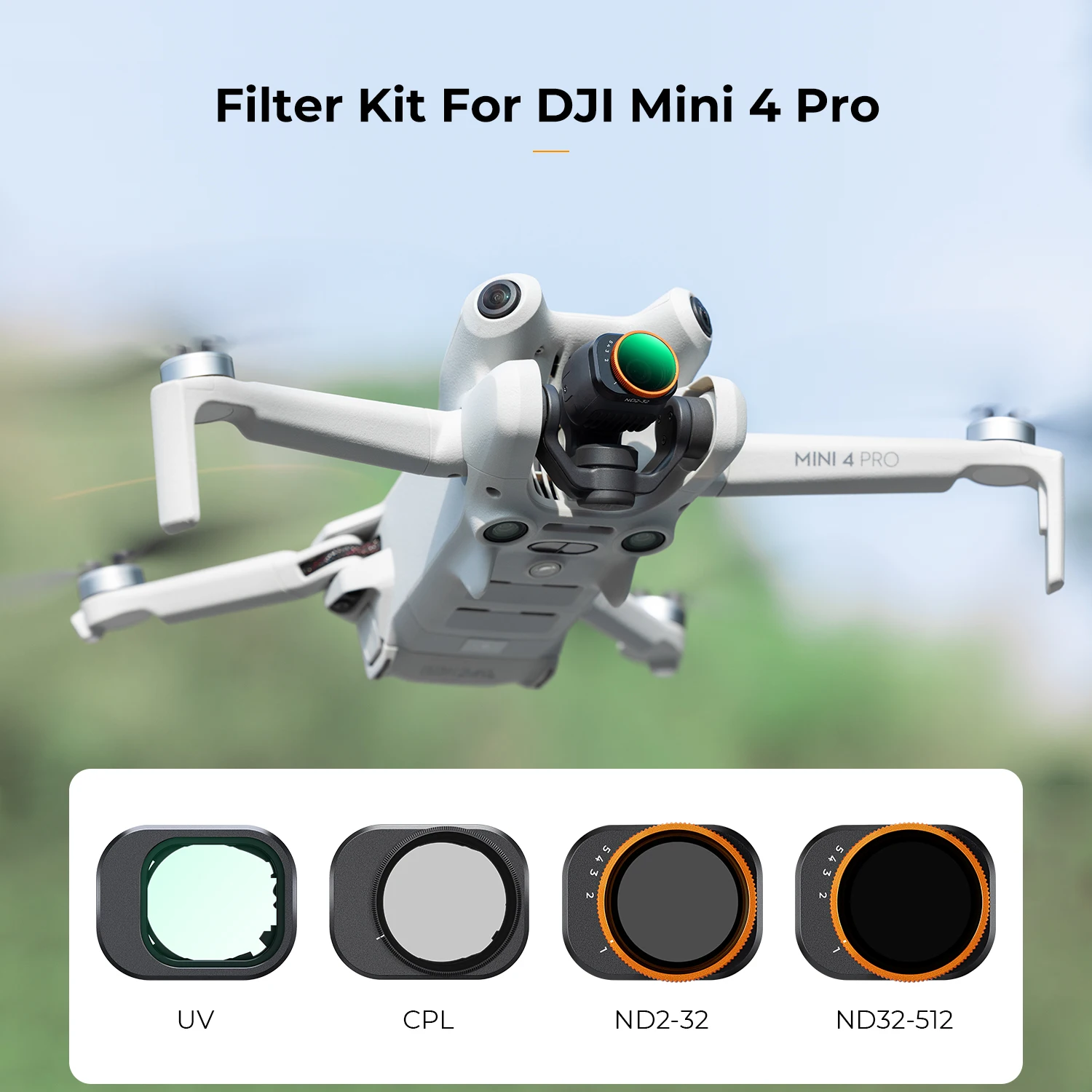 K&F Concept Variable ND Lens Filter for DJI Mini 4 Pro Optical Glass ND2-32 ND32-512 UV CPL Filter Set Accessories