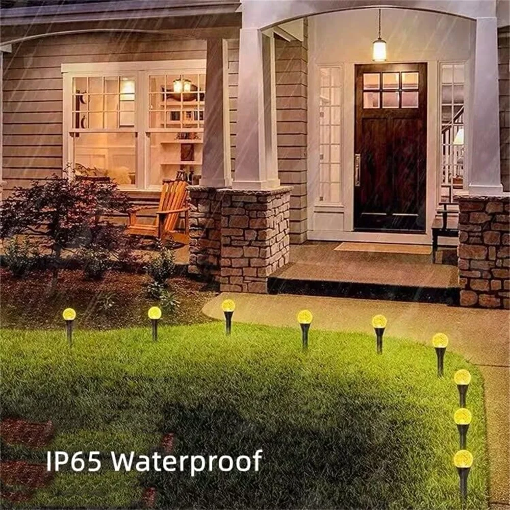 Solar Outdoor Fairy Lights with 8 Modes, Warm White Globe Waterproof Stake Lamp, Mini Crystal Bubble Decorative for Yard Pathway