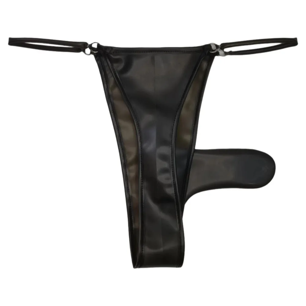 

Hot Men's Faux Leather Bugle Pouch T-Back Briefs Underwear Panties Bikini T-Panties Thong G-string Sexy Erotic Lingerie