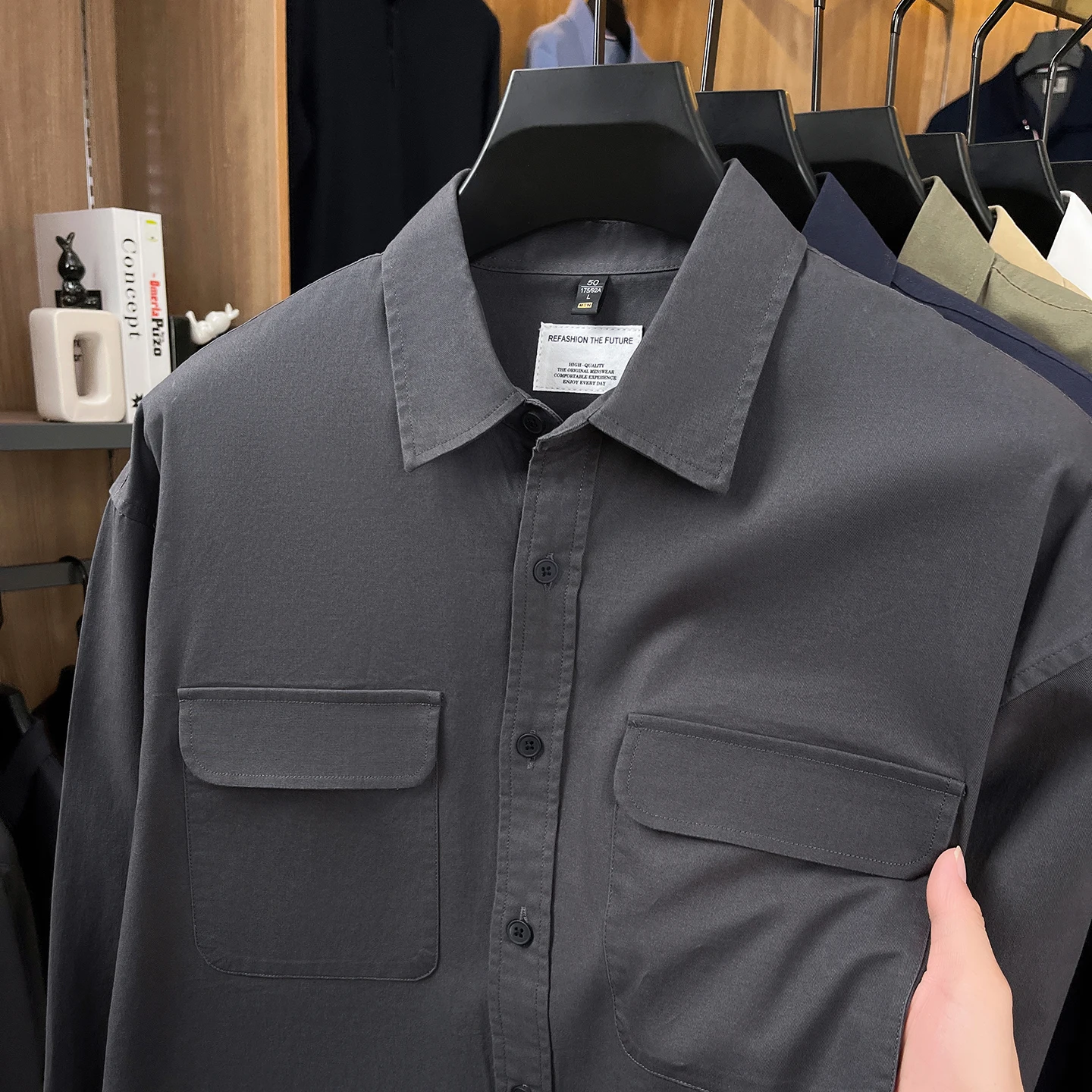 Premium 100% Cotton Men's Casual Shirt Double Pocket Workwear Style Long Sleeve Breathable Button Down Military Tactical Top