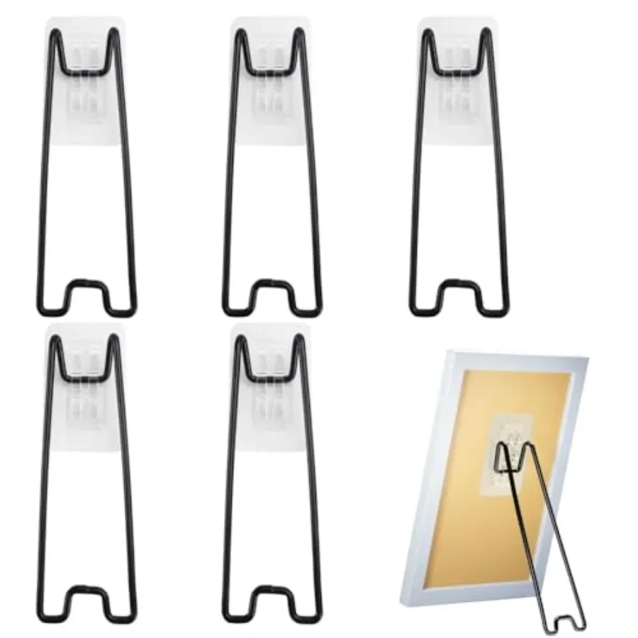 Lot de 5 supports pour cadres photo, présentoirs photo, présentoirs en fer, supports de panneau de chevalet auto-adhésifs, supports d'affiche