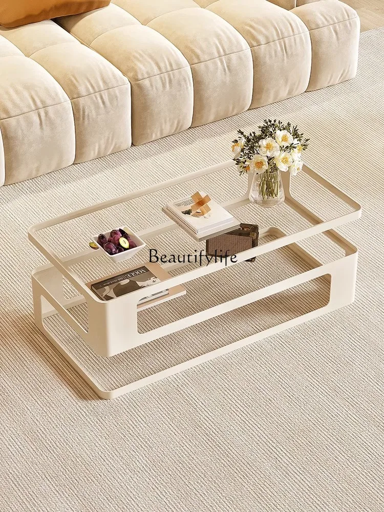 Coffee Table Living Room Home 2023 New Multi-Layer Modern Tempered Glass Light Luxury and Simplicity Tea Table High Sense