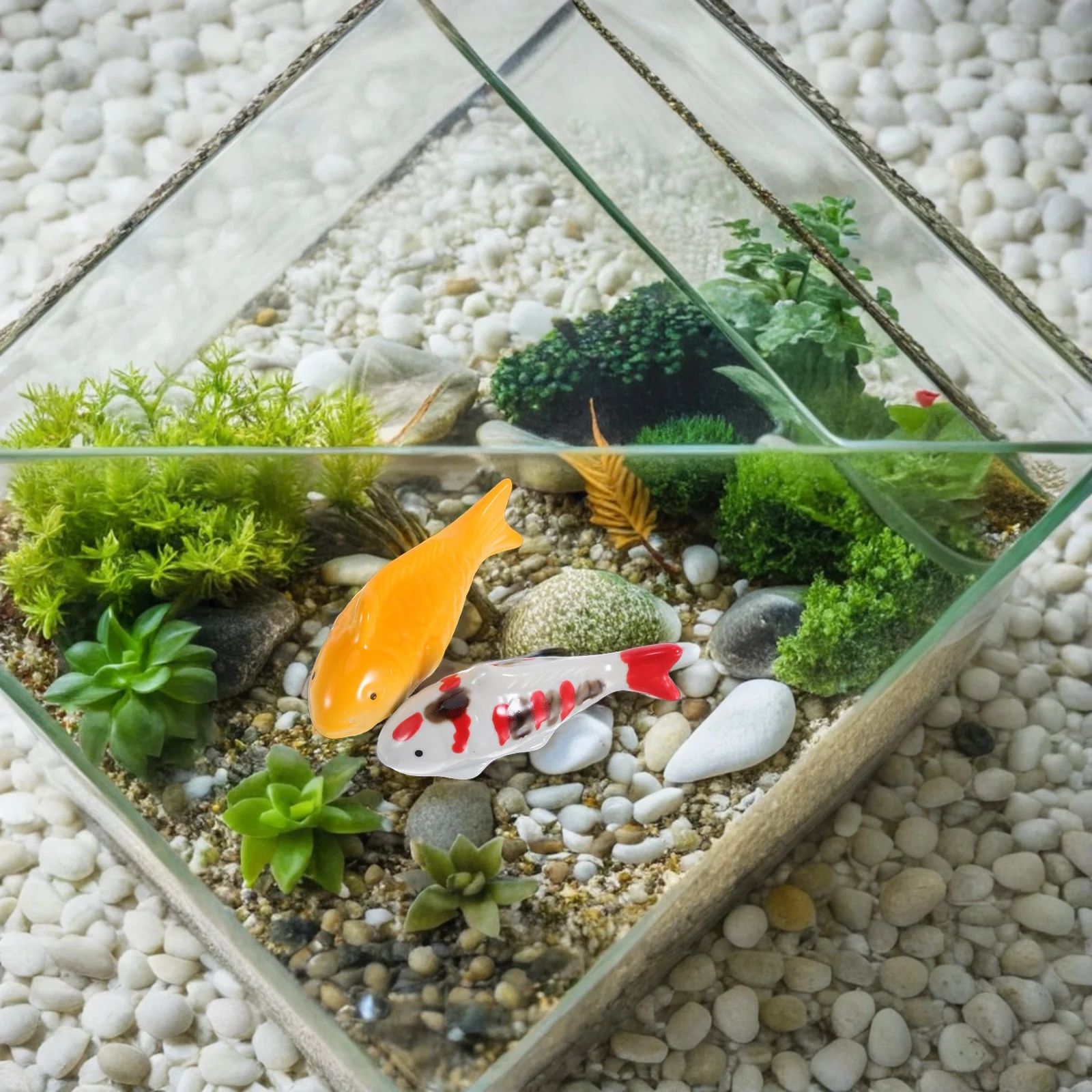 

2Pcs Ceramic Floating Koi Fish Ornaments Pond Garden Decor Aquarium Bathtub Outdoor Fish Tank Landscape Accessory