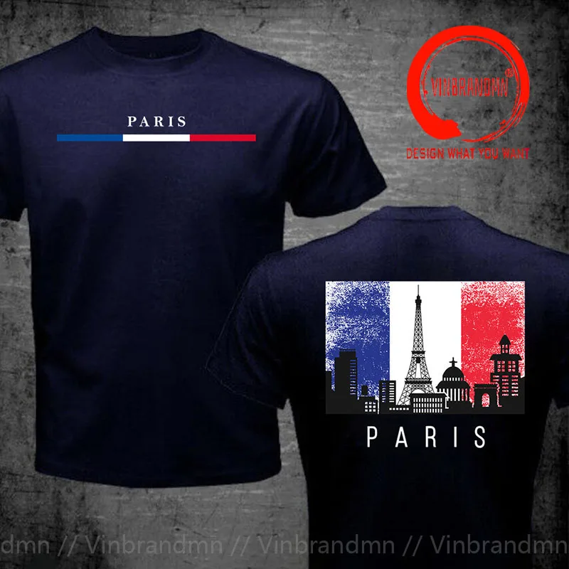 Fashion Business Design France Paris Letter Print T Shirt Men French Flag Souvenirs De Paris T-Shirt Man Online Quality Clothing