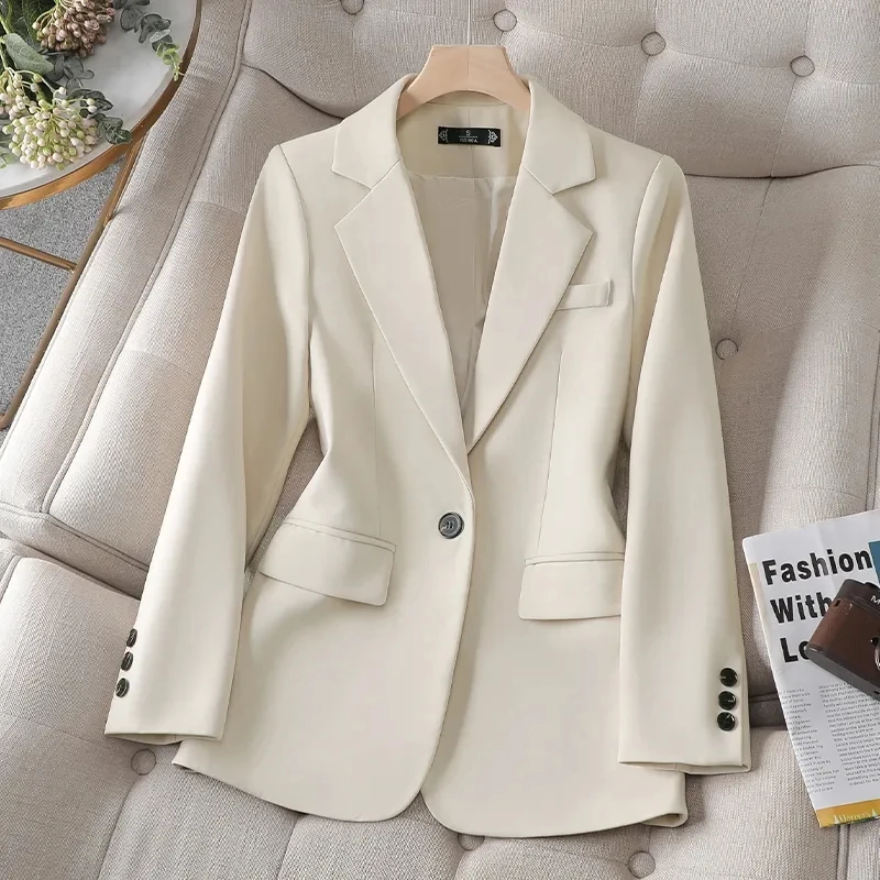 جديد الخريف الشتاء المرأة السترة السيدات طويلة الأكمام سترة رسمية معطف أسود وردي المشمش الحلل الإناث ملابس علوية غير رسمية ملابس خارجية