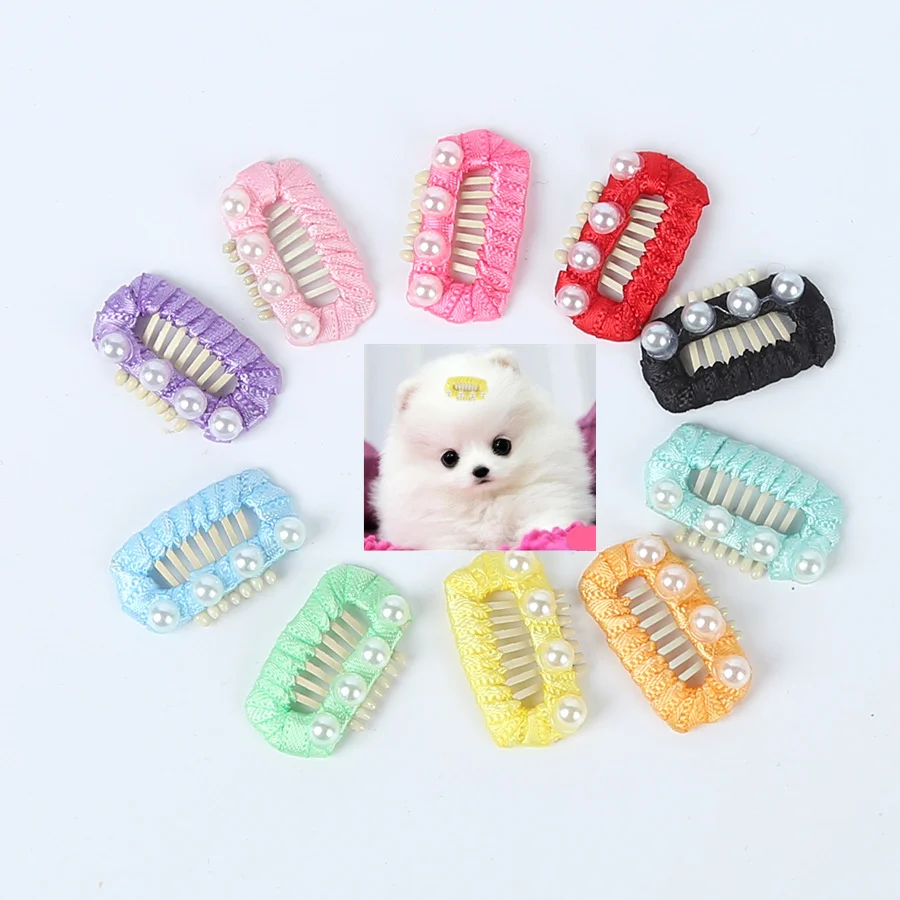 Hot Sale Cat Accessories Pet Dog Pearl Hair Clip Malzis Yorkshire Teddy Head Flower Dog Bone Flower Hairpin Beauty Products