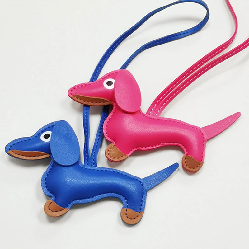 Klassieke Schattige Puppy Hond Tas Hanger Sleutelhanger Mode Pu Lederen Teckel Sleutelhanger Accessoires