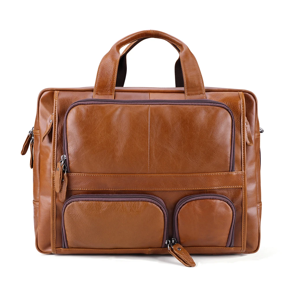 17 inch cowhide men's portable office computer bag retro multifunctional crossbody bag genuine leather business briefcase