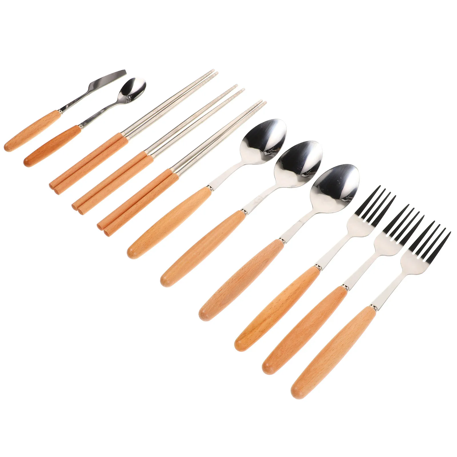 

3 Person Outdoor Tableware Set Durable Bag Stainless Steel Forks Spoons Camping Kitchen Utensils Traveling ganizer