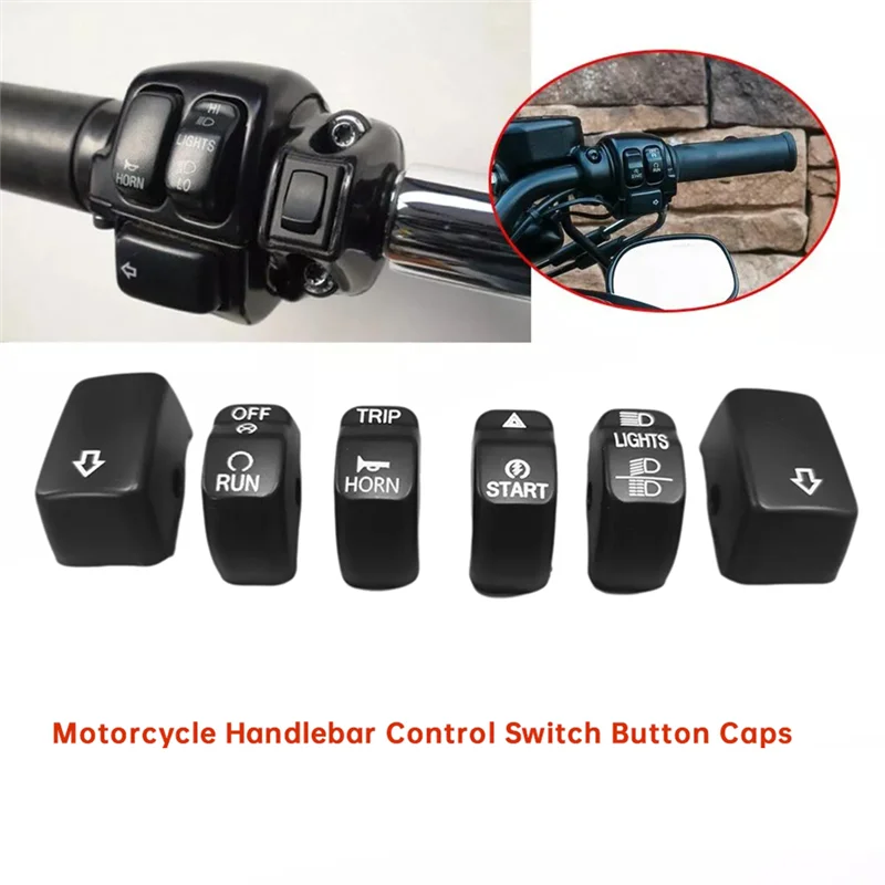 

6Pcs/Set Motorcycle Handlebar Control Switch Cover Button Caps For Softail Sportster 883 1200 Dyna CVO Softail