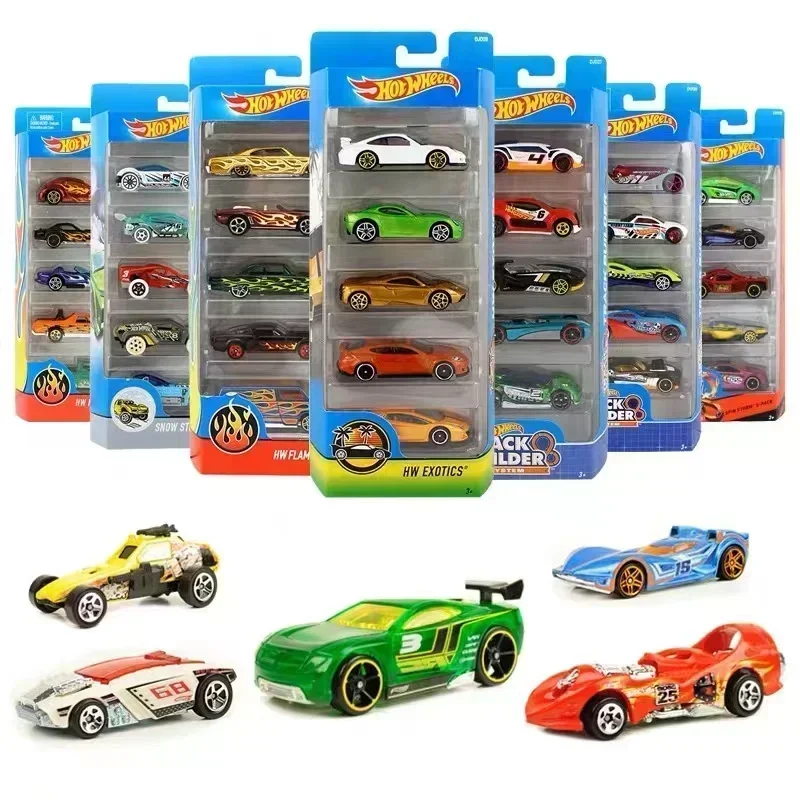 Genuine Hot Wheels Car 5 Pcs Juguetes Diecast 1/64 Toys for Boys Batmobile Fast and Furious Ford Toyota Supra Nissan Model Gift