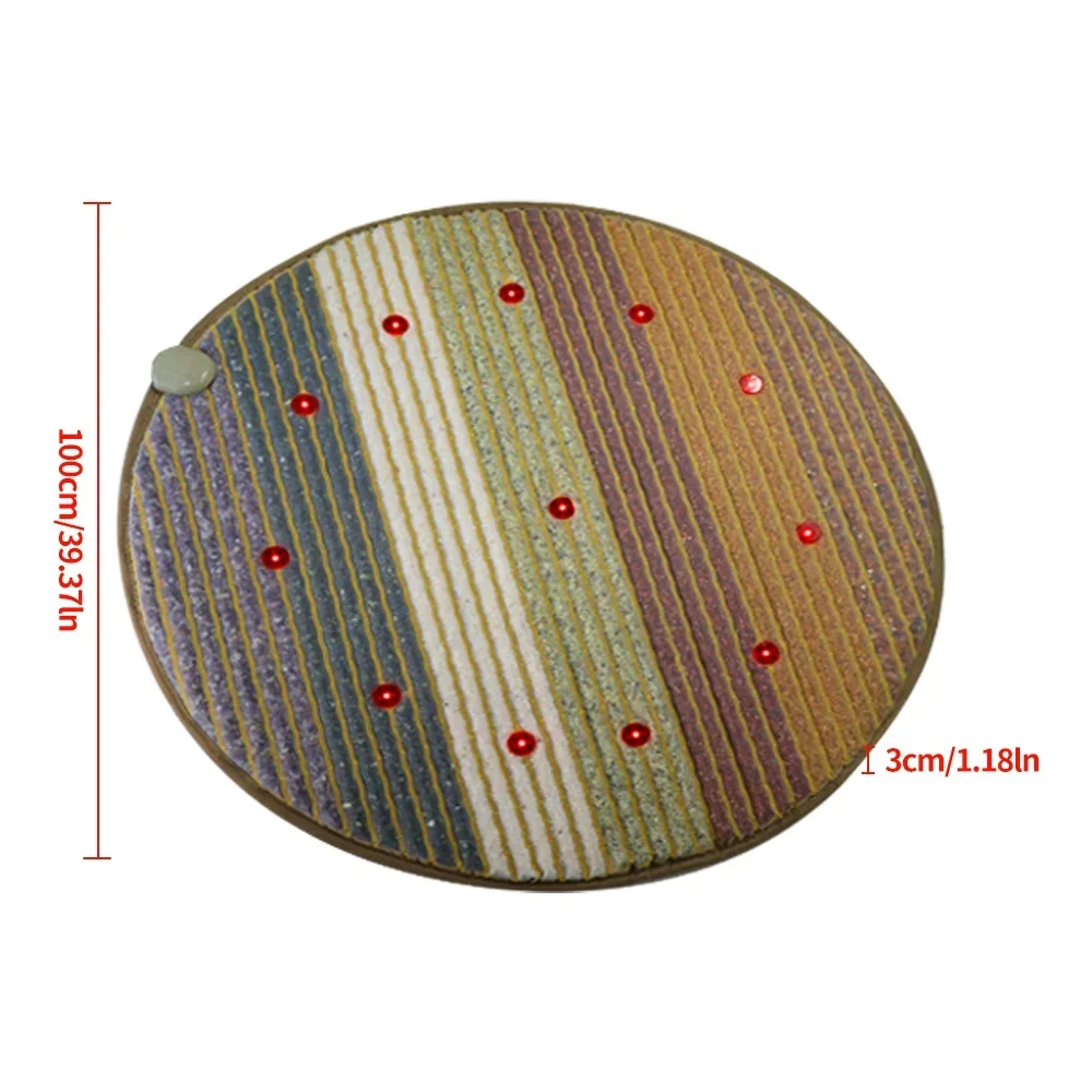 Full Body Massager 39*39 Inch Electric PEMF Round Massage Mat With Heating Pad 7 Natural Gemstone Chakra Health Care Products