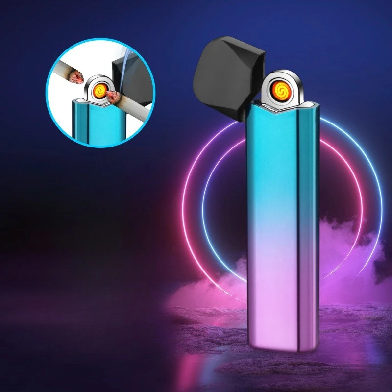 Lightweight and Colorful USB Charging Lighter Windproof and Portable Double-sided Cigarette Lighter Cigarette Accessories