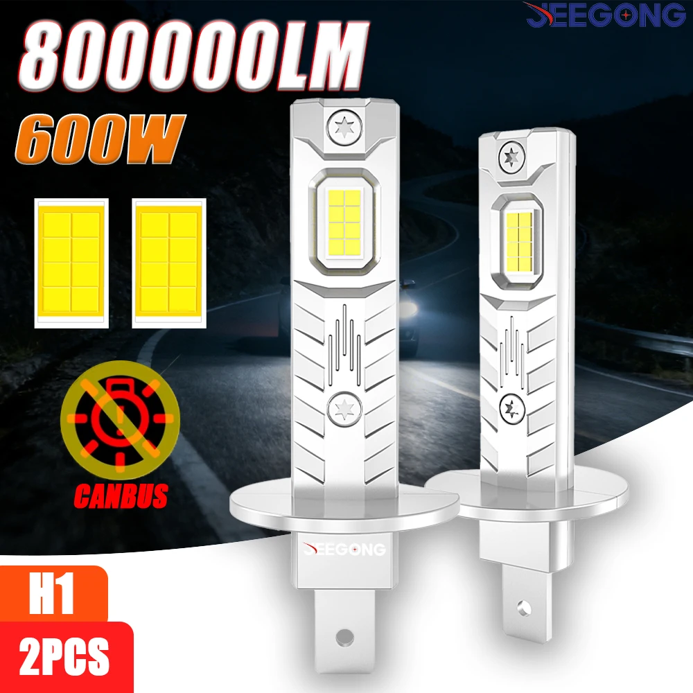 

2PCS H1 LED CANBUS Headlight 800000LM 600W Super Bright 9084 CSP Chips Turbo Led Lights For Car 6000K White Plug And Play