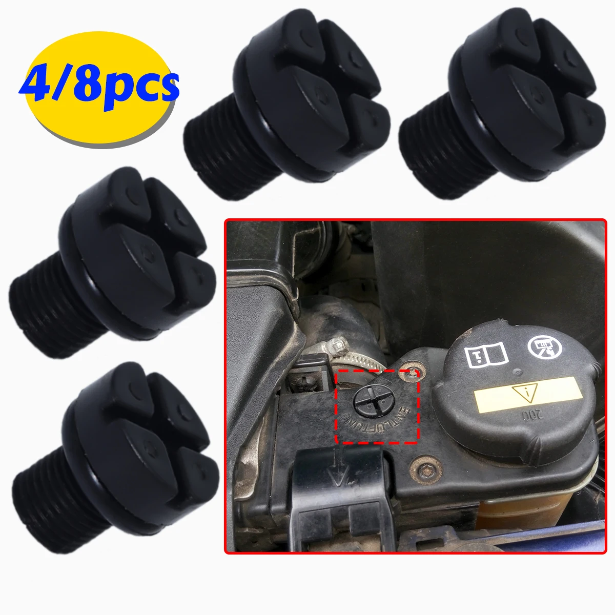 

Set for MINI R50 R53 Cabrio R52 Coolant Air Valve Bolt Bleeder Screw Radiator Cap Expansion Tank Plug Vent Clips Rivet RepairKit