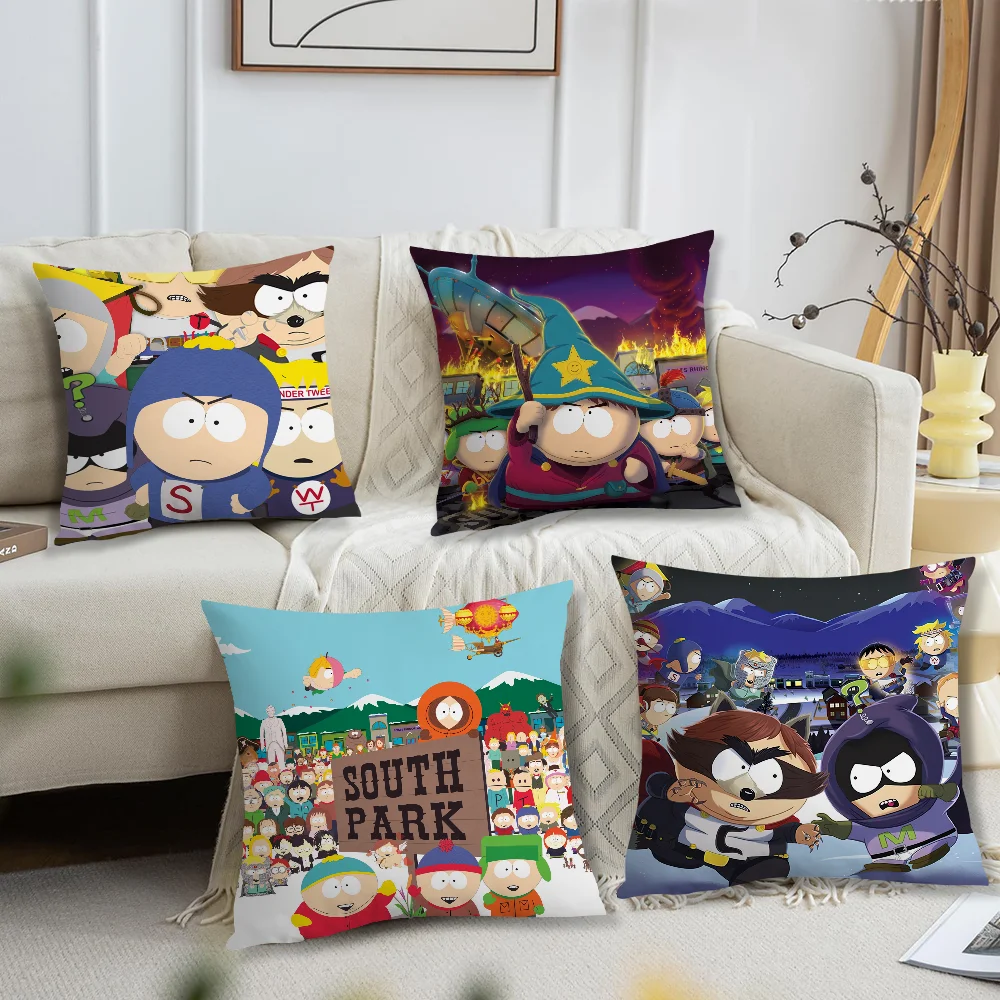 Cartoon S-South P-Park Pillow Case Living Room Sofa Cushion Cover Suitable For Home Bedroom Room Decoration