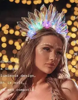 Light up Headband Glowing Crown Singers LED Laser Hairband Flashing Headdress Luminous Crown Nightclub Cosplay Party Headwear