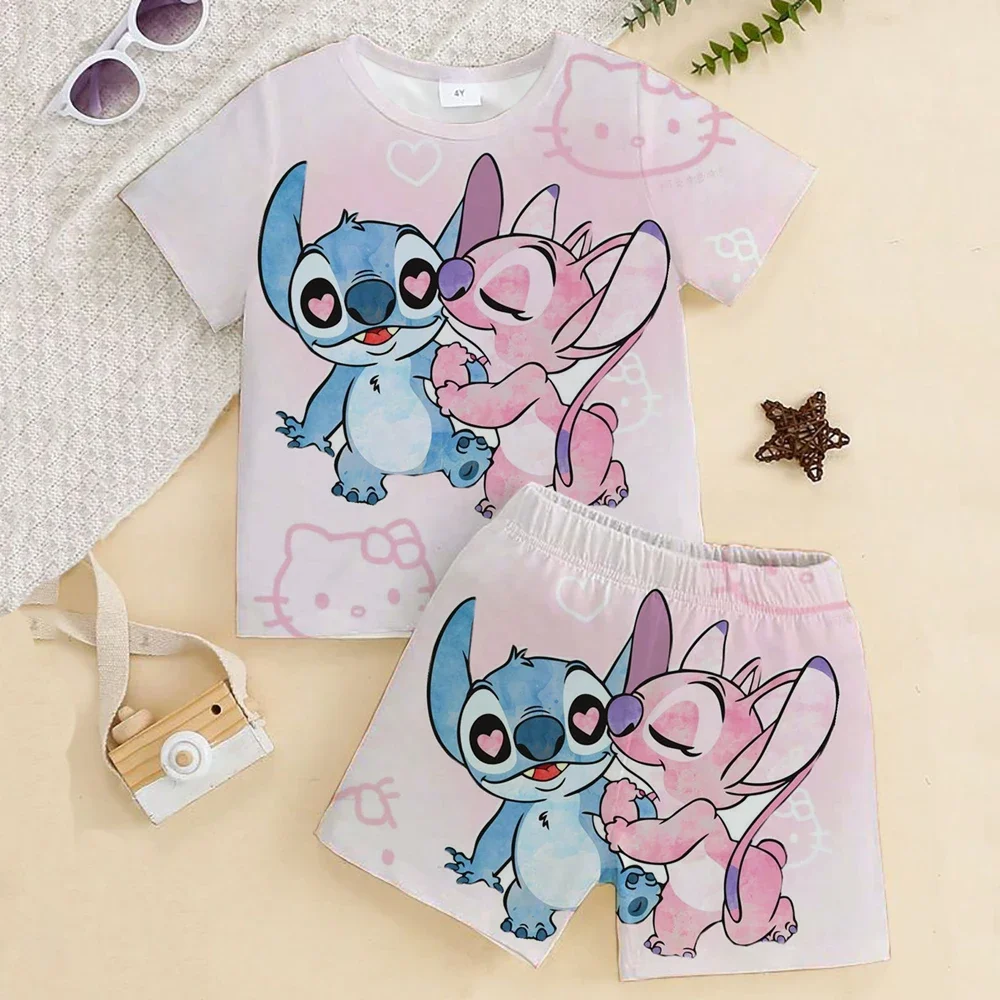 

Summer Clothes Stitch Shorts Tshirt Sets Suit Kids Girls Boys Clothing Outfits T-Shirt Baby Toddler Clothes Children's Wear