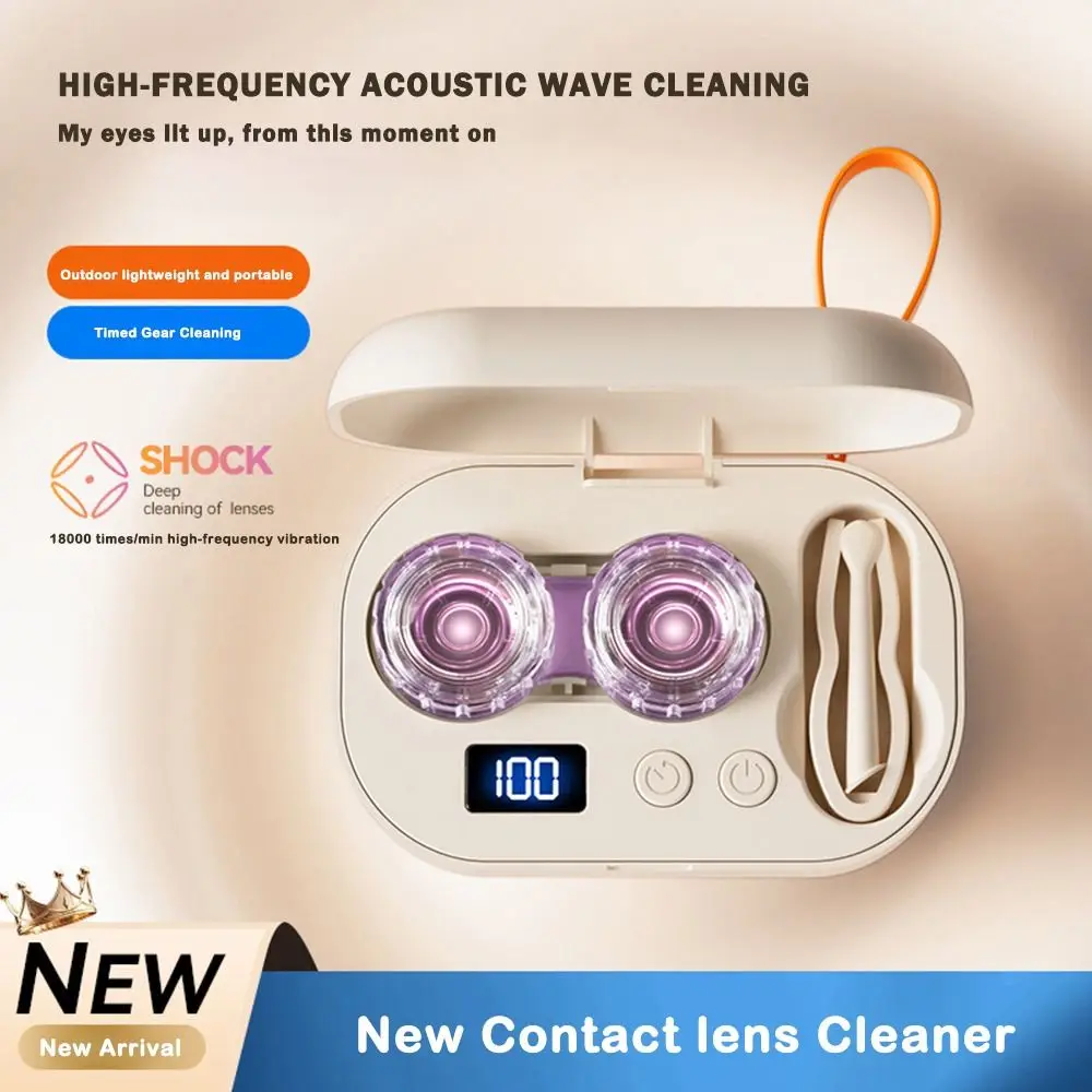 

Ultrasonic Contact Lens Cleaner Full-automatic Portable Contact Lens Cleaning Machine Smart Timer Rechargeable