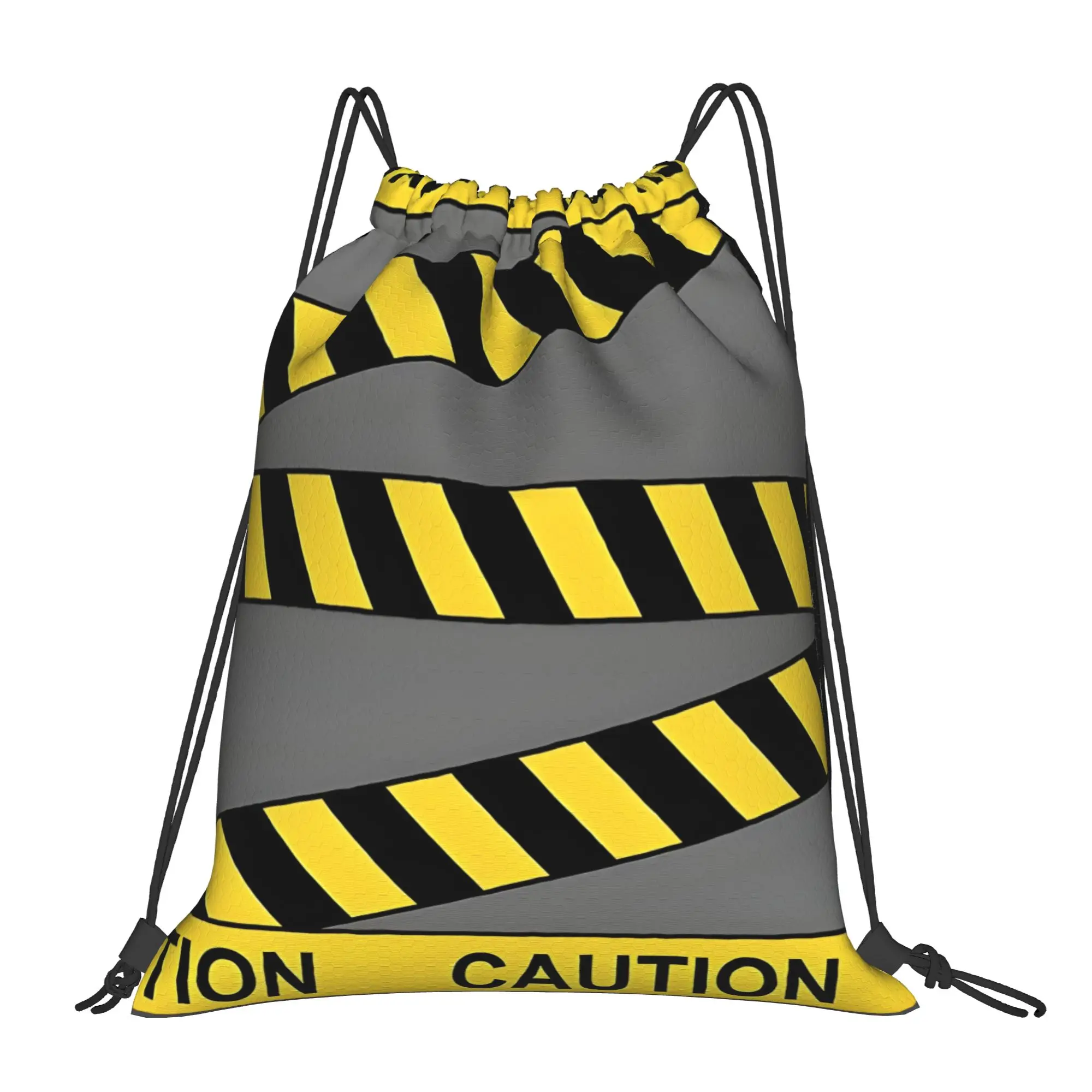 Caution! tape Construction vehicle Portable Travel gym Drawstring Bags Riding gift Storage Backpacks