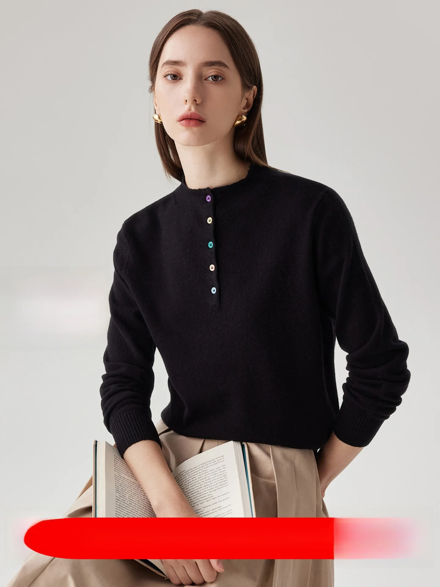 

Женский вязаный шерстяной свитер Zhaojun с высоким воротником и длинными рукавами, базовый топ для повседневной носки, вязаная шерстяная кофта