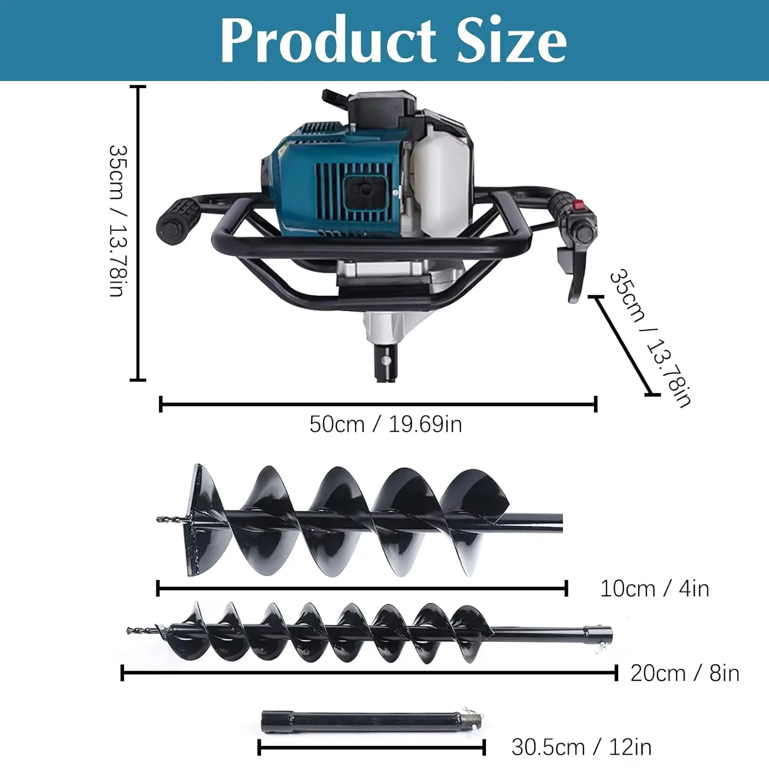 52Cc Digger, 2-Stroke Single Cylinder Air-Cooled Gas Powered Engine Earth Auger Engine, Post Hole Digger Auger Post Hole Digger