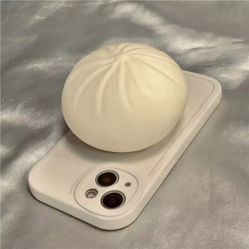 

Phone Case For Huawei P30 P40 P50 Mate 20 30 40 50 60 Nova 7 8 10 Pro + New INS Funny Squishy Toy Steamed Buns Protective Cover