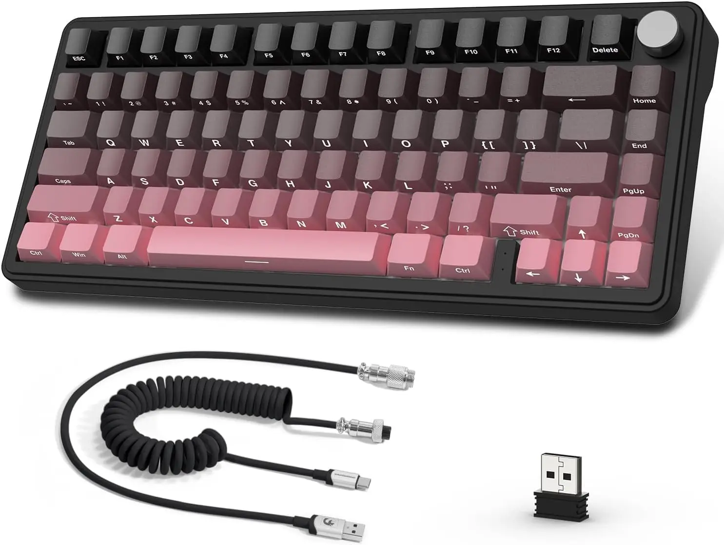 

ATTACK SHARK X85 Wireless Mechanical Gaming Keyboard with Knob,Hot Swap Side Print PBT Keycaps Gasket RGB Coiled Cable