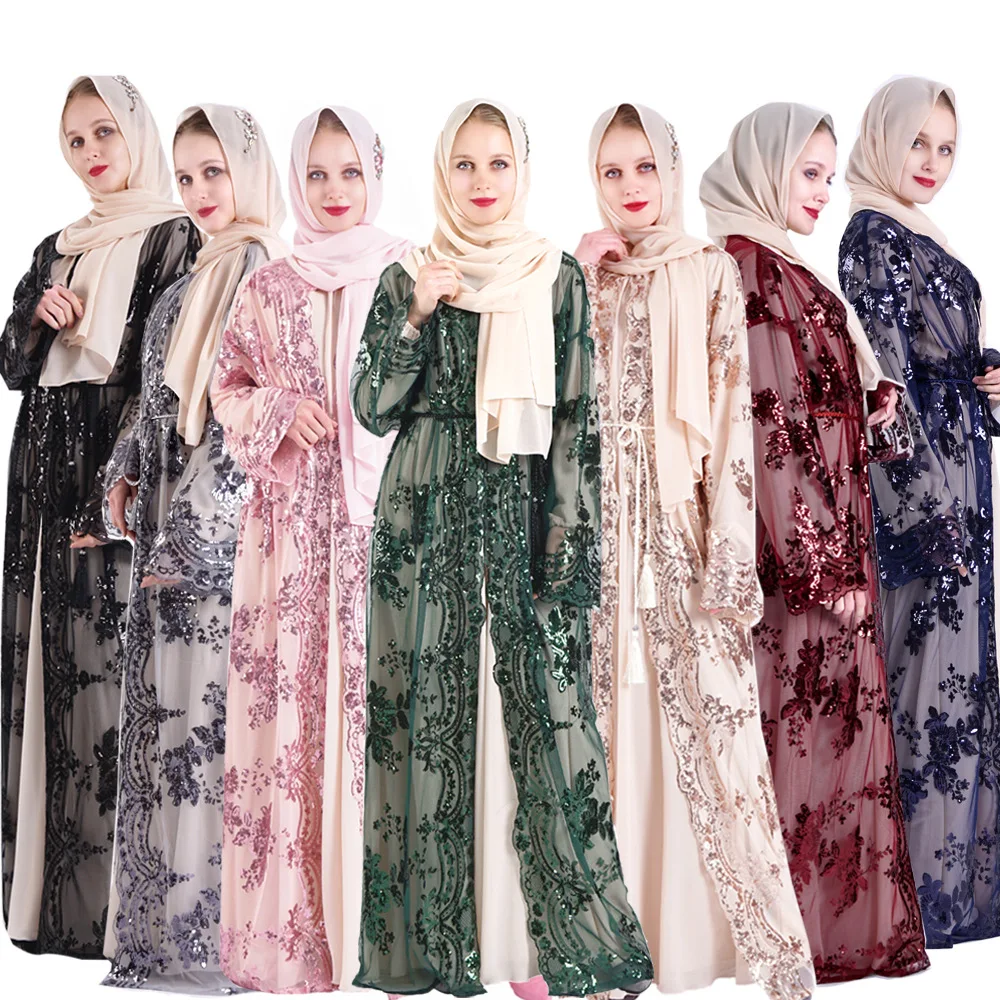 

Light Luxury 7 Colours Positioning Embroidery Muslim Women's Sequin Embroidery Spring Regular Sleeve Sequin Outer New Flower