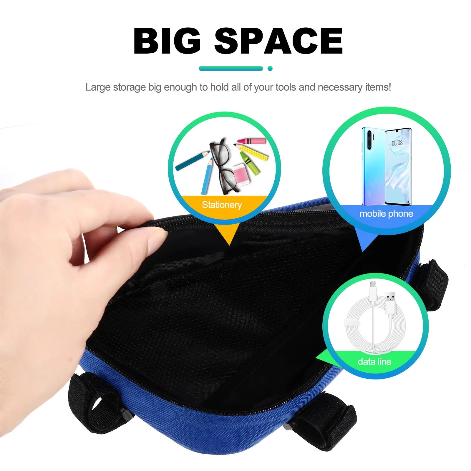 

Bike Triangle Large Storage Waterproof Bicycle Bike Storage Bag Frame Pouch Cycling Accessories Polyester Material