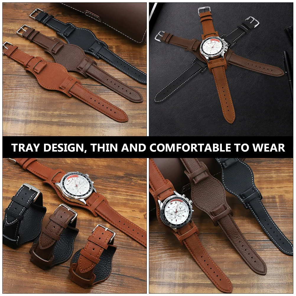 

1Pcs High-Grade Cowhide Watch Strap Adjustable Anti-Metal Allergy Comfortable Wristband Perfect for Work Travel