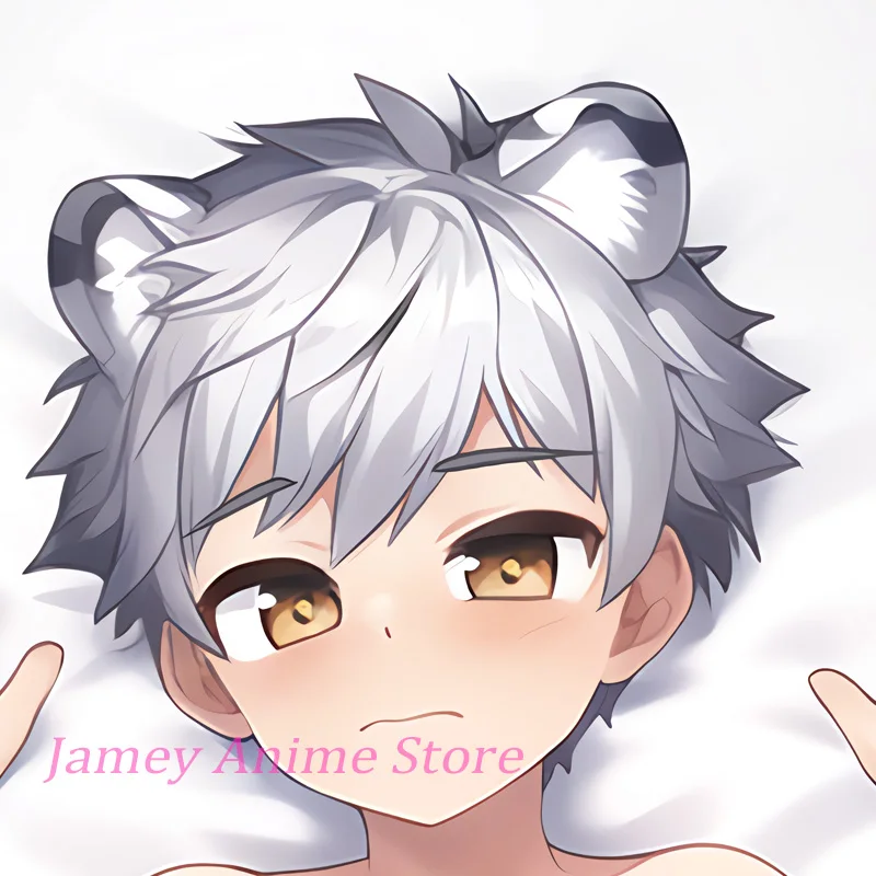 Anime Dakimakura white tiger Shota Boy Body Pillow Cover Double-Sided Print Gift Life-Size Pillowcase