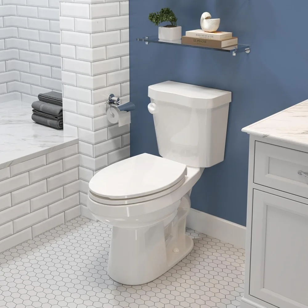 

17 Inch High Elongated Toilet with ADA Chair Height, Two Piece Toilet with Powerful 1.28 GPF Single Flush, MAP, Customized
