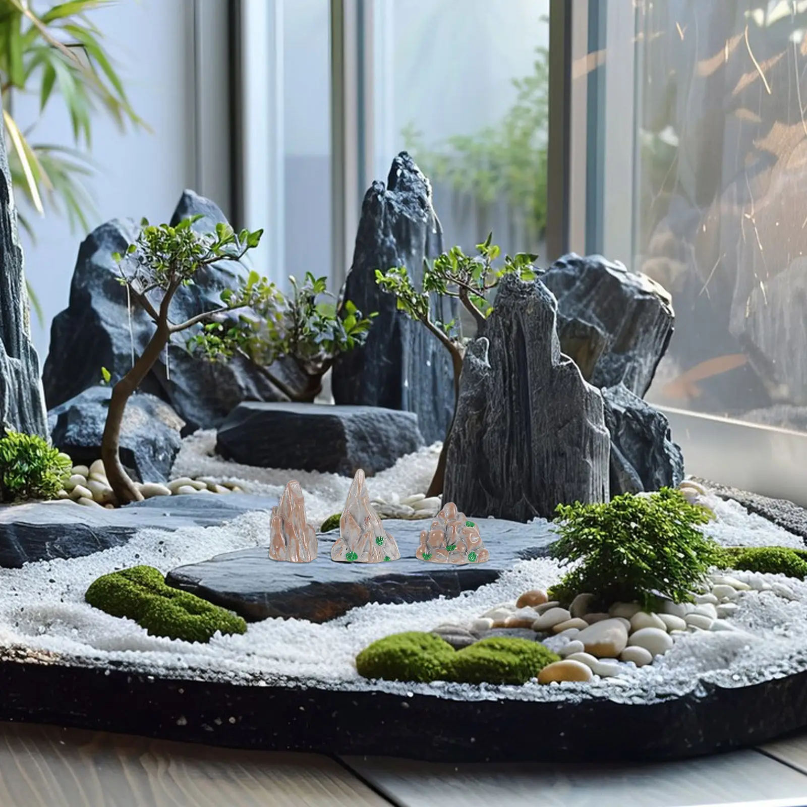 6Pcs Miniature Resin Rockery for Indoor Outdoor Garden Landscaping Landscape Decoration Bonsai Fish Terrarium Resin