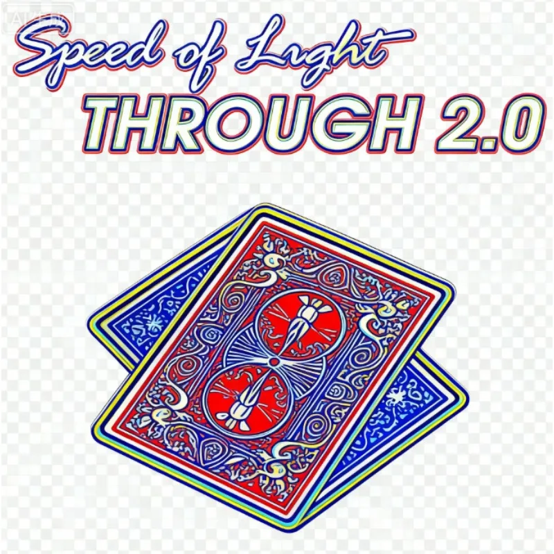 Vitesse de lumière à travers 2.0, tour de magie visuel, deux cartes, pénétration croisée, Illusion, gros plan, Gimmick de magie de rue