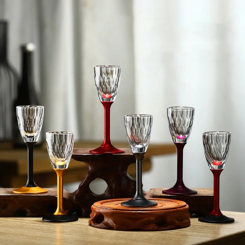 

Color Pole Drinking Glasses Creative Diamond Patterns Cup Creative Goblet Small Wine Glass Light Luxury Wine Glasses