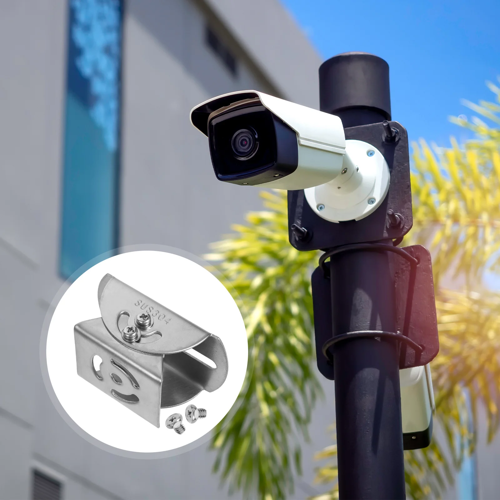 

1Pcs 304 Stainless Steel Duck Mouth Joint Bracket 360 Degree Rotation Monitor Mount for Security Camera Wall Pole Use Indoor