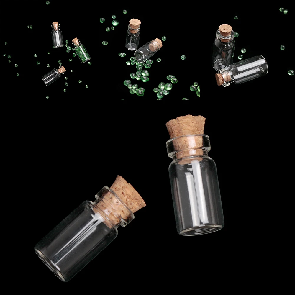 10 Pieces Of 1/3ml Small Transparent Cork Glass Bottle Creative Wishing Bottle Pendant Essential Oil Bottle Sample Split Bottle