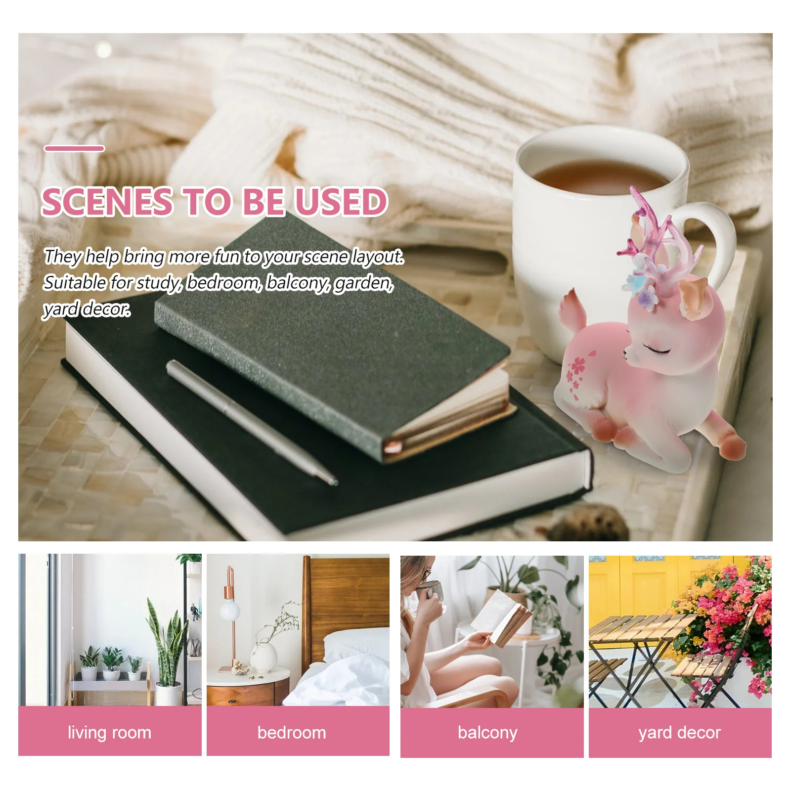 

1Pcs Delicate Flower Rhyme Deerlet Ornament Resin Desktop Decor for Household Study Room Bedside Table Yard Decoration Compact